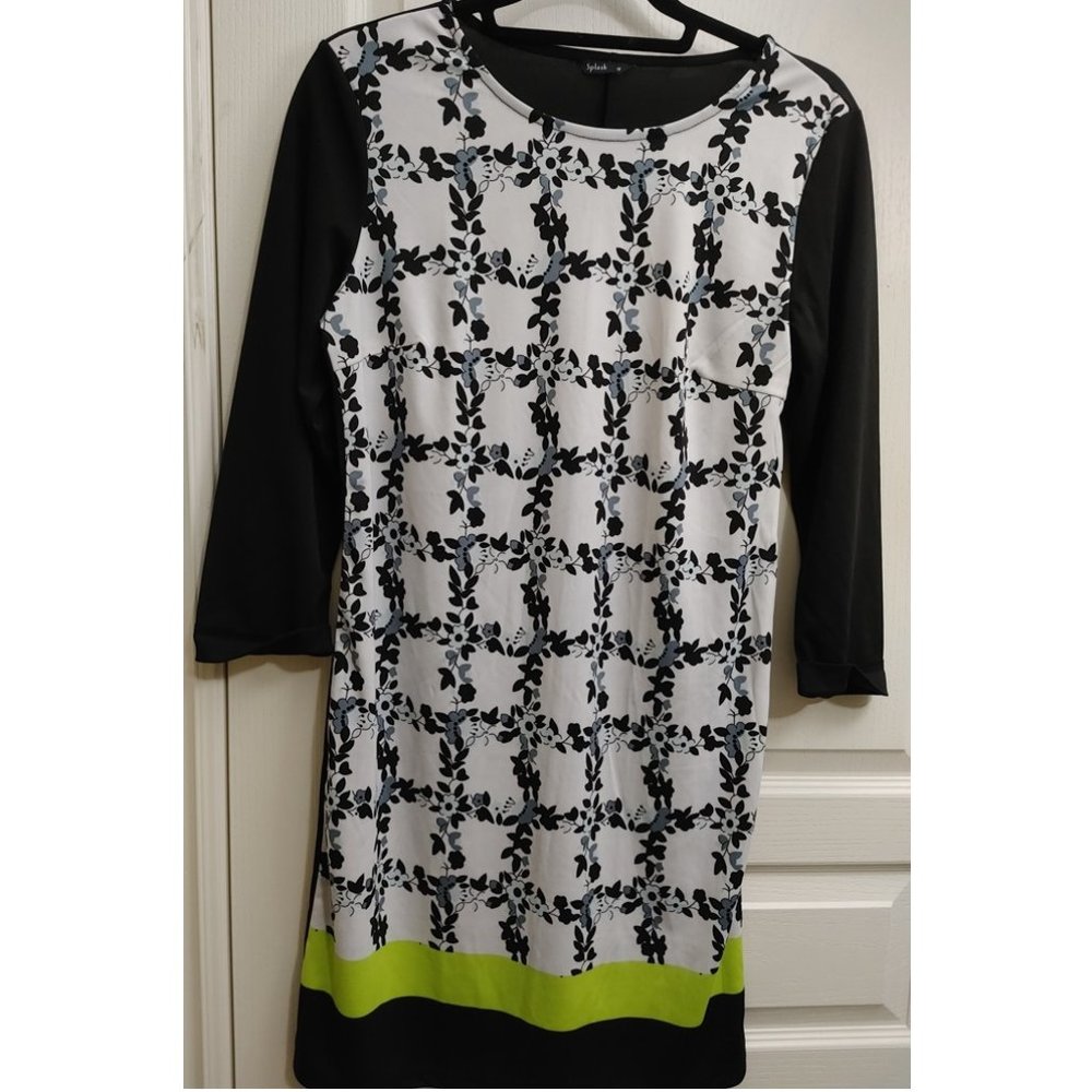 SPLASH LONG SLEEVE STRETCHEABLE DRESS LATTICE FLORAL MULTI COLOR PRINT (US 6)